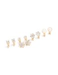 Goldair Gold Diamante & Pearl Flower Clip On Earrings 4-PACK