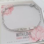 Caitlin Personalized Id Bracelet Silver Stainless Steel Adjustable Size Ready In 3 Days