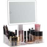 LED Light Touch Sensor Make-up Mirror With Cosmetics Organiser Empty