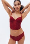 Padded-cup Lace Bustier - Red