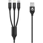 Volkano Weave Ser Fab Braided 3-IN-1 Cbl 1M Blk