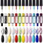 5ML Liner Gel Nail Art Polish Nail Paint Gel With Build - In Thin Nail Art Brush Mirror Metallic Painting Liner Gel Polish For