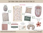 Cot Duvet Bedding Soft Boho Floral Green And Pink Set