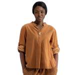 Goldair Gold Button Detail Corduroy Top - Burnt Orange S m
