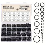 990PCS Nitrile Rubber O-ring Kit 70A Durometer Round Cross Section Synthetic Rubber Gasket Assortment 20 Sizes For Pressure Wash