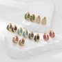 Shiny Colorful Hoop Earrings Embellished With Zirconia 18K Gold Plated Copper Jewelry For Women Girls Christmas Party Earrings