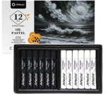 12PC Oil Pastel Professional Range - 6 X Black & 6 X White