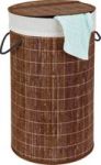 Wenko Bamboo Laundry Basket With Laundry Bag 55L Dark Brown