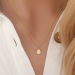 Opaline Gold Plated 925 Sterling Silver Synthetic Opal Necklace 6X7.5MM On 45CM Chain