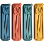 4PCS SET Reusable Travel Cutlery Set With Storage Box Portable Tableware With Fork Spoon Knife And Chopsticks For Outdoor Campin