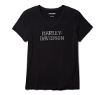 Women’s Willie G Skull Bling V-neck – Harley Black