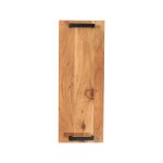 Rectangular Wooden Serving Tray With Black Metal Handles Natural - 55X20X1.5CM