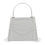 Silver Diamante Trapezium Clutch Bag