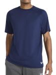 Reebok Men's Sonic Bolt Raglan Crewneck T-Shirt Standard Fit Lightweight Cool Touch Jersey Fabric Navy Small