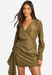 Drape Detail Shirt Dress - Khaki