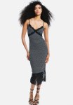 Lace-trimmed Mesh Dress - Black Floral