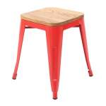 Tolix Wooden Stool - Galvanized Steel