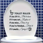 1PC Toilet Rules Pvc Wall Sticker Black And White Funny Bathroom Decals Easy Apply Diy Home Decor Ideal For Family Restroom Deco