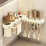 65CM Wall Mounted Multifunctional Kitchen Utensil Holder Rack