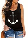 Anchor Print Tank Top Casual Sleeveless Tank Top For Summer Women's Clothing