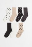 7 Pack Socks - White & Brown