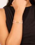 Waterproof Gold Plated Stainless Steel Cubic Zirconia & Pink Cord Tennis Bracelet Set