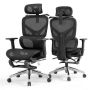 Adjustable Mesh Ergonomic Office Chair With Footrest & 4D Armrests