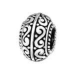 A36-C4167 - 925 Sterling Silver Round Barrel European Charm Bead