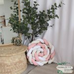 Cot Bumper Braided 3 Strand Coral Pink Beige And White Azalea