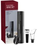 Electric Wine Set With Automatic Opener Vacuum Stopper And Foil Cutter Black Bottle Opener Set