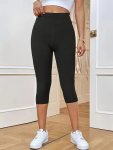 Solid Color Skinny Leggings Casual High Waist Capris Leggings Women's Clothing
