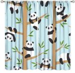 Cute Panda Curtains For Kids Black White Animal Panda Children Curtain With Rod Pocket For Bedroom Living Room Decor Drapes Ther