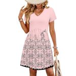Summer Dresses For Women 2026 Empire Waisted Maternity Dress Short Sleeve V Neck Casual Dresses With Pockets