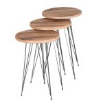 Luxurious Modern 3 Piece Round Nesting Side/end Table Set With Metal Legs - Walnut