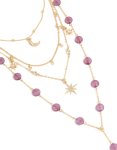 Goldair Gold Flat Purple Beaded Celestial Layered Y-necklace