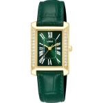 LORUS Ladies Rectangle Green Dial Leather Strap Watch