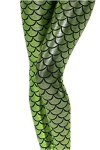 CHRISTMAS Alaroo Mermaid Print Scale Leggings Party Costume Light Green Plus XXL