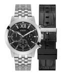Guess Exclusive Silver Steel And Leather Men's Watch Gift Set GW0296G2