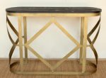 Oval Table Metal Legs With Wooden Top 82X109X36CM