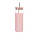 Glass Bottle Sili Grip + Straw 450ML Assorted Colours