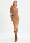 Pocket Detailed Knitwear Skirt - Camel