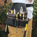 1PC Heavy-duty Black Electrician Tool Pouch Multifunctional Thickened Waterproof Wear-resistant Waist Bag Handyman Toolkit With 