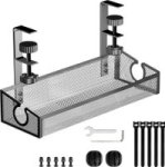 Under Desk Cable Management Tray No Drill Cable Organizer - Home - Black