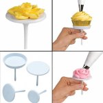 4PCS Sugarcraft Cupcake Cake Stand Icing Cream Flower Decorating Nail Set Tool Plastic Baking Tools Kitchen Tool Set