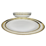 3 Piece 20CM Porcelain Vintage Dinner Set With Gold Lining