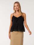 Romana Ruffle Cami Topsole - 16 Black