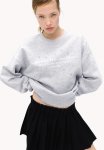 Oversized Motif-detail Sweatshirt - Light Grey Marl rhinestones