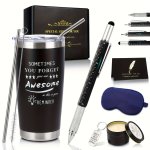 Unique Men's Gift Set - 20OZ Stainless Steel Tumbler & Multitool Pen Perfect For Birthdays Father's Day Anniversaries & More - B