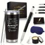 Unique Men's Gift Set - 20OZ Stainless Steel Tumbler & Multitool Pen Perfect For Birthdays Father's Day Anniversaries & More - Black