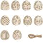10PCS Wooden Easter Eggs Craft Set - Includes Strings For Diy Decorations